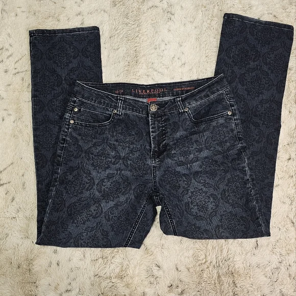 Liverpool Jeans Company Black Patterned Straight Leg Jeans - Picture 3 of 10